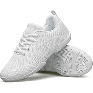 Baxinier Girls Size 3.5 White Lace Up Breathable Anti Slip Cheerleading Shoes